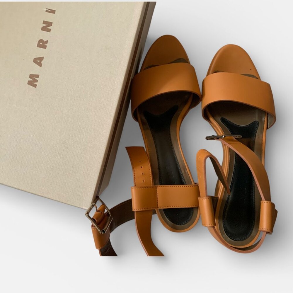 Marni Strappy Sandal, Camel color, Size 39 - Picture 6 of 9